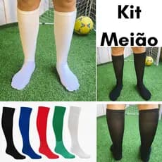 Kit 2/3/1 Pares Meião de Futebol Adulto (38 ao 43) Futsal Campo Society Esportivo