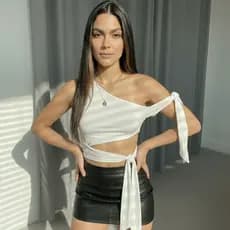 Cropped Feminino Amarração Moda Gringa Suplex Premium Festa Balada