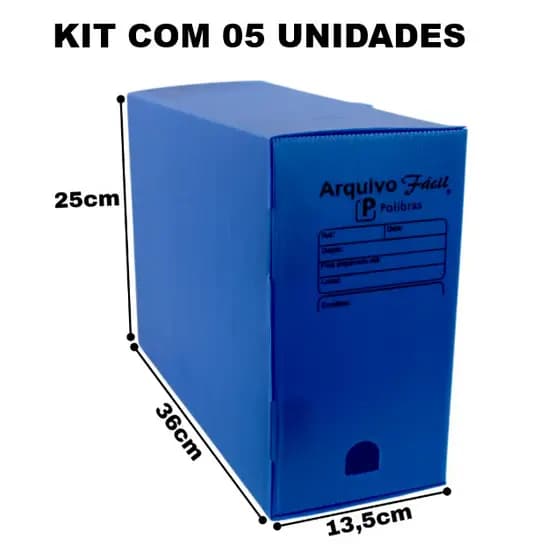 ARQUIVO MORTO FACIL POLIONDA AZUL  C/5 UN - POLIBRAS