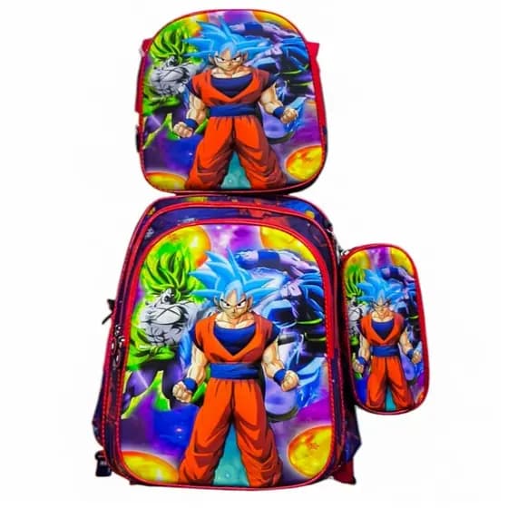 Kit Mochila Escolar Anime com Lancheira e Estojo – Resistent