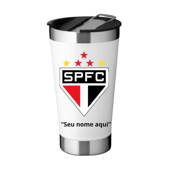 Copo Térmico Inox 450ml Personalizado Tema Futebol com Tampa