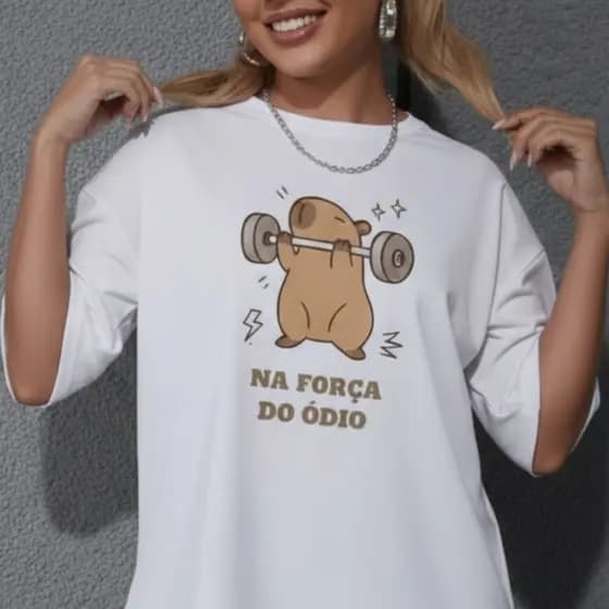 Camiseta Oversized Feminina para Academia – Frase Divertida