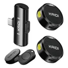 Microfone Duplo Kaidi KMF4-C Sem Fio USB-C para Smartphones