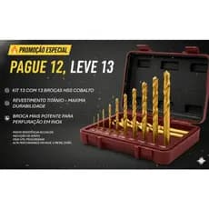 Broca HSS Cobalto com Revestimento em Titânio - kit 13 peças