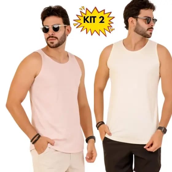 2 Camisetas Masculinas Kit Regata Malha Fria Academia e Treino