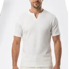 Camiseta Masculina Malha Tricot Texturizada T Shirt Gola V