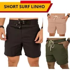 Short Bermuda Masculina Social Linho Sportivo Surf Retrô