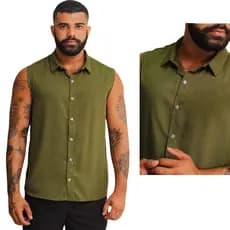 Camisa Machão Masculino Viscolinho Plus Size Manga Curta Social Casual