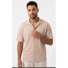 Camisa Social Masculina Malha Texturizada