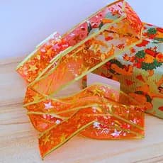 Fita Natalina Aramada Decorativa 3,5 x 300 cm - Laços e Árvores de Natal