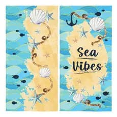 2 Toalhas De Praia e Piscina Aveludada Marina Lepper - Sea Vibes Conchas Grande para o Verão