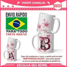 Caneca Coleção para Quem Ama Estilo, Edição Letra A & Gatinho personalize seu NOME