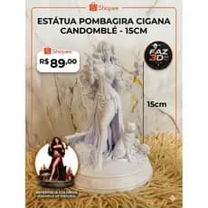 Estátua Pomba Gira Cigana Candomblé Umbanda 3D- 15cm - Branca