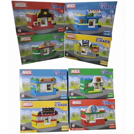 Kit 4 Caixas Blocos De Montar Inblox Minha Cidade Sortido Pecinhas Brinquedo Educativo
