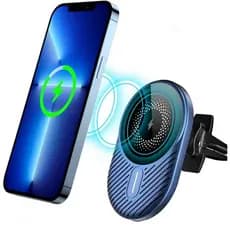 Carregador Veicular Por Indução Magnético 15w Turbo Suporte Automotivo Celular Sem Fio Saída Ar