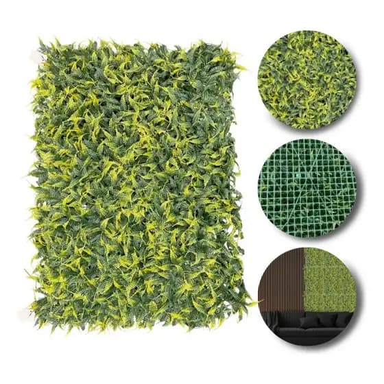 Kit 6 Placa Samambaia Artificial 40x60 Muro Ingles Jardim Vertical Parede Verde Folhagem Painel