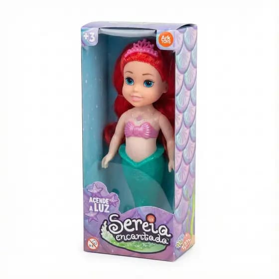 Boneca Sereia Ariel Princesa Que Acende Luz Led Brinquedo Infantil Menina Presente 16cm