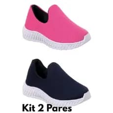 KIT 2 PARES Tênis Infantil Calce Fácil Menino E Menina Escolar