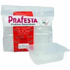 24un Pote Marmita Descartável 500 / 750 / 1000ml Fitness Fit Freezer Microondas dieta PRAFESTA..