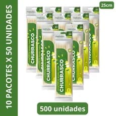 Pacote com 500 palitos de bambu espeto p/ churrasco 25cm ou 30cm