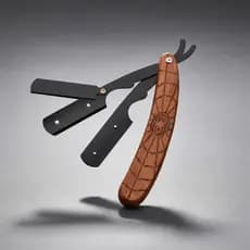 Navalhete com Cabo de Madeira Aranha para Barbeiro e Cabeleireiro Profissional cod 402