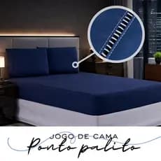 Kit Jogo de Cama 600 Fios Ponto Palito Lençol 03 Peças Cama Casal Queen Premium