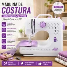 Máquina de Costura Doméstica Multifuncional com 12 Pontos - Versátil em Tensão