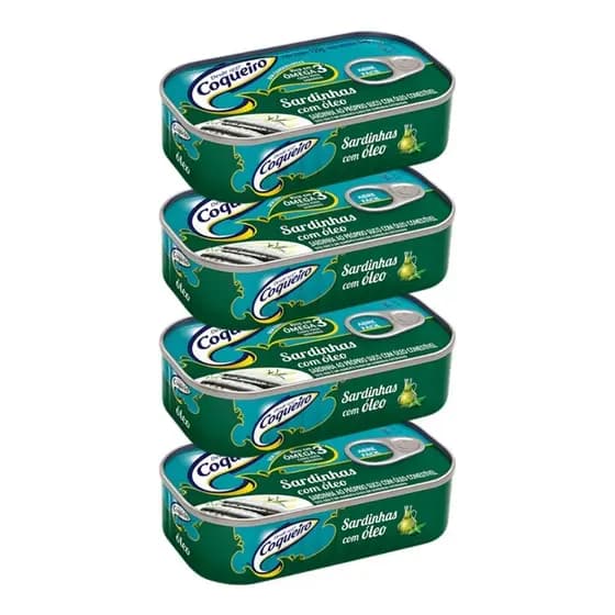 Sardinha Coqueiro em Óleo 125g – Kit com 4 Unidades | Fonte de Proteína e Ômega 3