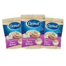 Biscoito de Arroz Integral Chia e Linhaça Camil 3x150g Sem Glúten