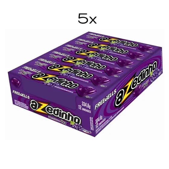 Kit Freegells Azedinho Uva 31g – 5 Unidades com 12 Balas Cada