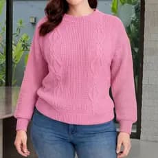 Blusa Feminina de Tricot com Trança Sueter Grosso Fio Premium Moda Outono inverno 2026