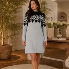 Vestido de Inverno Feminino Elegante em Tricô Mousse Premium com Manga Longa Caimento Quentinho 36 ao 44