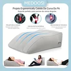Almofada Inflável Apoio Pés Descanso Pernas Suporte Costas Portátil Viagem Travesseiro Ergonômico cinza