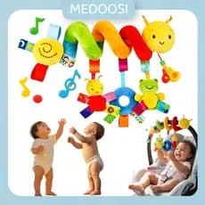 Baby Stroller Toy Spiral Plush Caterpillar Crib Sensory Toys 0-3 Years Rattle Toy/Newborn Baby Spiral Mobile with INMETR