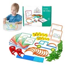 Quebra-Cabeça Montessori de Madeira Educativo com Pinos e Anéis, Brinquedo Montessori Bloco de Padrões de Madeira