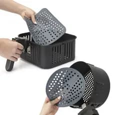 Kit 02 Protetor Silicone Air Fryer Quadrado Redondo Cinza