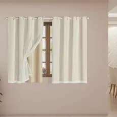 Cortina Blackout Com Tecido Voal 2,00m x 1,40m Quarto Sala Blackout PVC corta 100 % a luz