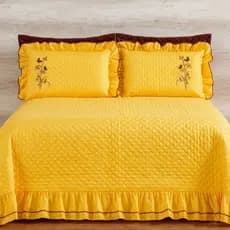 Colcha Cobre Leito Casal Queen Matelado Bordado Coleção Mavi 03 Peças 200 Fios Envio Imediato