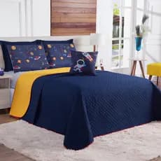 Cobre Leito Dupla Face Infantil Cama Queen Size Astronauta Espaço Foguete 7 Peças 200 Fios
