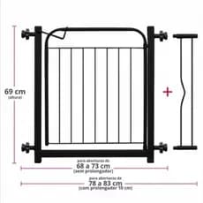 Grade Portão Portãozinho Proteção Cachorro Criança 69 A 84cm 10cm | 15cm | 20cm | Frete Grátis