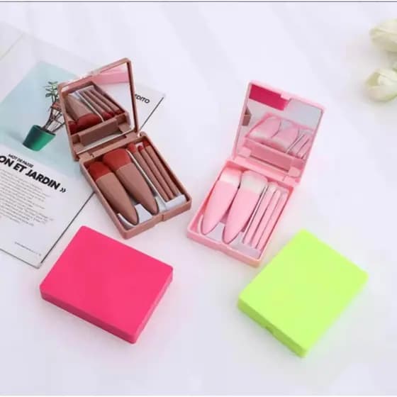 kit  5/10pc Mini espelho De Maquiagem portatil com( 5 pcs pincel)