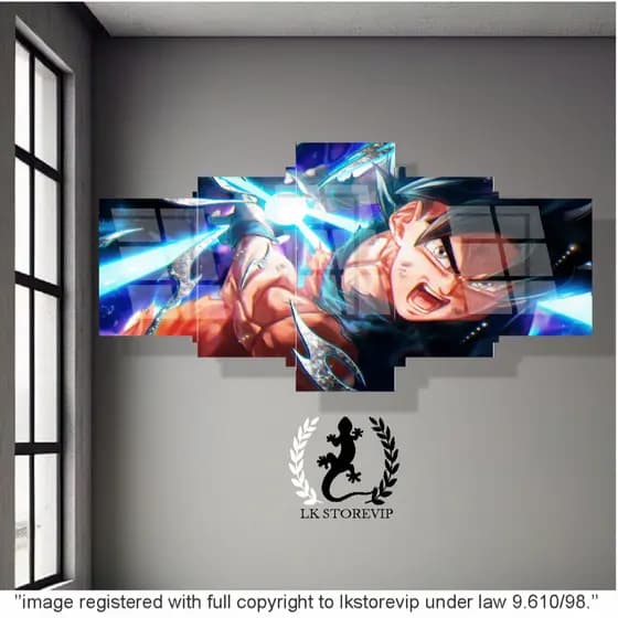 Quadro Decorativo Mosaico 5 Peças  dragon ball z kame goku  Mdf Alta Qualidade