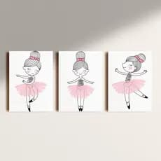 Placa Decorativa Kit BALLERINE 3 Peças 20X30 Alta Qualidade Full Hd