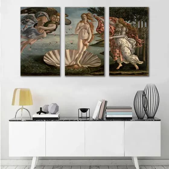Quadros Decorativo Mosaico 30X50 3 peças Mdf Alta Resolução Full HD Deusa Afrodite