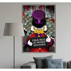 Quadro Tio Patinhas Dinheiro Luxo 60x40cm 4K Decoração Exclusiva