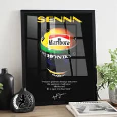 Quadro Decorativo homenagem Ayrton Senna Corredor F1 Frases motivacional grande 60x40