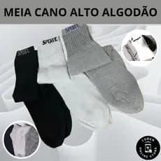 Kit 12 ou 06 Pares De Meias Cano Alto Sport Sortidas Algodão Masculino Feminina Unissex