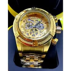 Relógio Zeus Bolt Skeleton Exclusivo Banhado Dourado Robustão Prova D'água