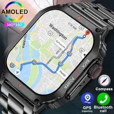 2024 Novo GPS Track Rugged Military Smart Watch Men AMOLED Tela HD IP68 À Prova D'água NFC Bluetooth Chamada SmartWatch Para Relógio Esportivo Telefônico Android IOS