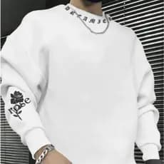 Moletom Gola Redonda Rose Rosa Escrita Streetwear Casual Masculina Tendencia Confortavel